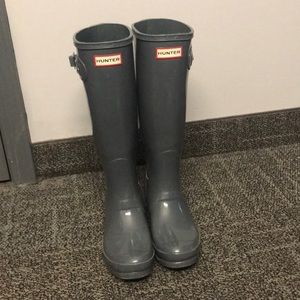 Glossy Grey tall Hunter boots